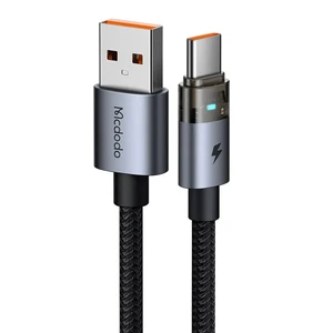 Mcdodo CA-6890 Usb-A to Type-c Şeffaf Kablo Şarj Işıklı 1.2m Siyah Kablo - Görsel 1