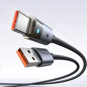 Mcdodo CA-6890 Usb-A to Type-c Şeffaf Kablo Şarj Işıklı 1.2m Siyah Kablo - Görsel 3