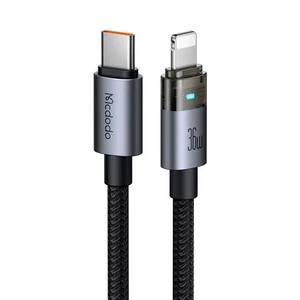 Mcdodo CA-6940 36W Type-C To Lightning Şeffaf LED Işıklı Şarj Kablosu 1.2m - Görsel 2