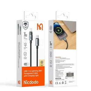 Mcdodo CA-6940 36W Type-C To Lightning Şeffaf LED Işıklı Şarj Kablosu 1.2m - Görsel 5