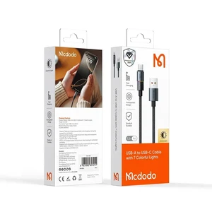 Mcdodo CA-8180 100W 6A Usb-A to Type-c 7 Renkli Işıklı 1.2m Kablo - Görsel 4