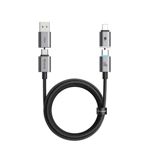 Mcdodo CA-6560 4in1 USB-A / Type-C - Type-C / Lightning Işıklı Kablo 1.2m - Görsel 1