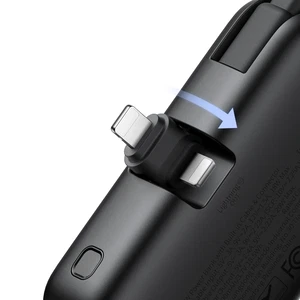 Mcdodo MC-7800 5000mAh FreeKit Pocket Dahili Kablolu ve Konnektörlü Powerbank USB-C Siyah - Görsel 6