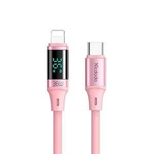 Mcdodo CA-1931 36W Type-C to Lightning Dijital Ekranlı Şarj ve Data Kablosu 1.2M Pembe - Görsel 1