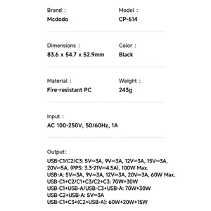 Mcdodo CP-6140 100w 3c1a Universal Seyahat Adaptörü Type-c To Type-c Kablolu - Görsel 8