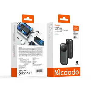 Mcdodo MC-8520 10000mAh 22.5W PD & QC Hızlı Şarj Dahili Kablolu Powerbank Siyah (Type-c/Lightning/Usb-A) - Görsel 8