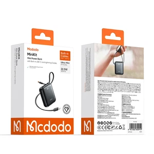Mcdodo MC-8620 10000mAh 22.5W PD Hızlı Şarj Dahili Kablolu Powerbank Siyah (Type-c / Lightning) - Görsel 9