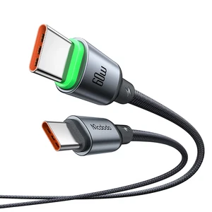 Mcdodo CA-6870 Type-c Type-c 60W PD Hızlı Şarj  E-Marker Çipli Easy Series Örgü Kablo Siyah 1m - Görsel 2