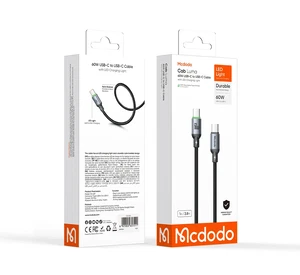 Mcdodo CA-6870 Type-c Type-c 60W PD Hızlı Şarj  E-Marker Çipli Easy Series Örgü Kablo Siyah 1m - Görsel 9
