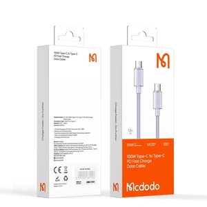 Mcdodo CA-3672 Crystal Serisi Type-c Type-c 100W PD Hızlı Şarj ve  Örgü Kablo Mor 1.2m - Görsel 3