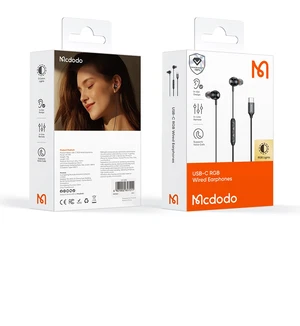 Mcdodo HP-5830 Type-C RGB Işıklı Kablolu Kulak İçi Kulaklık Siyah - Görsel 8
