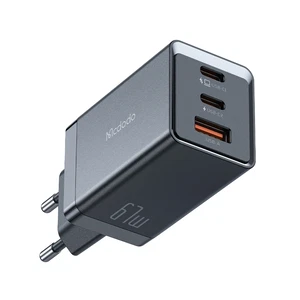 Mcdodo CH-1543 67W GaN 5 Pro 2xType-C + 1xUSB Hızlı Şarj Adaptörü ve Type-C to Type-C Şarj Kablosu Siyah - Görsel 1