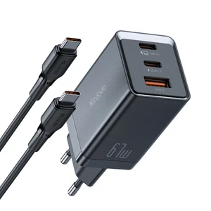 Mcdodo CH-1543 67W GaN 5 Pro 2xType-C + 1xUSB Hızlı Şarj Adaptörü ve Type-C to Type-C Şarj Kablosu Siyah - Görsel 11