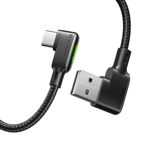 Mcdodo CA-7521 90 Derece Type-C LED Işıklı Şarj ve Data Kablosu 3A 1.8M Siyah - Görsel 1
