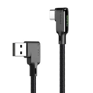 Mcdodo CA-7521 90 Derece Type-C LED Işıklı Şarj ve Data Kablosu 3A 1.8M Siyah - Görsel 2