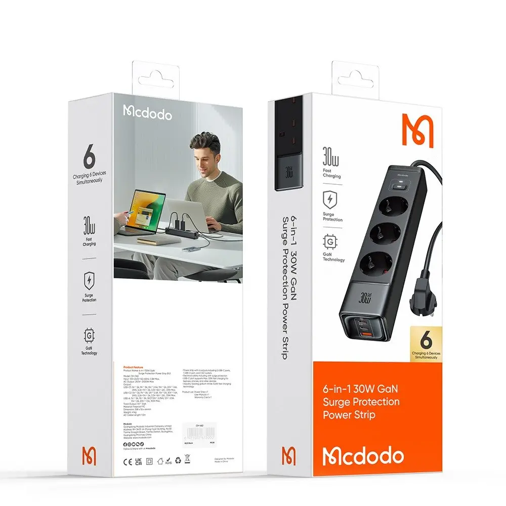 CH-0620 6in1 GaN 30W HIZLI ŞARJ CİHAZI (Akım Korumalı Priz)- Siyah - Görsel 8