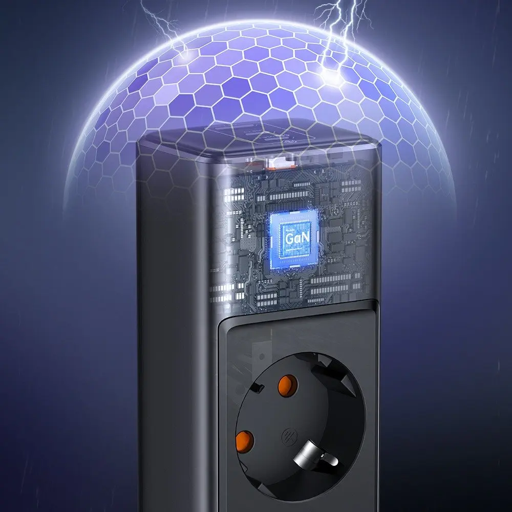 CH-0620 6in1 GaN 30W HIZLI ŞARJ CİHAZI (Akım Korumalı Priz)- Siyah - Görsel 5