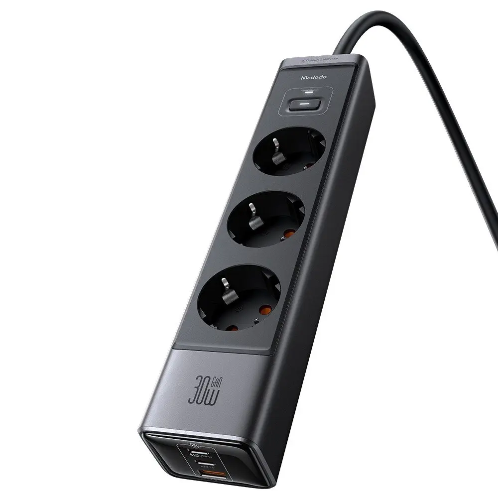 CH-0620 6in1 GaN 30W HIZLI ŞARJ CİHAZI (Akım Korumalı Priz)- Siyah - Görsel 1