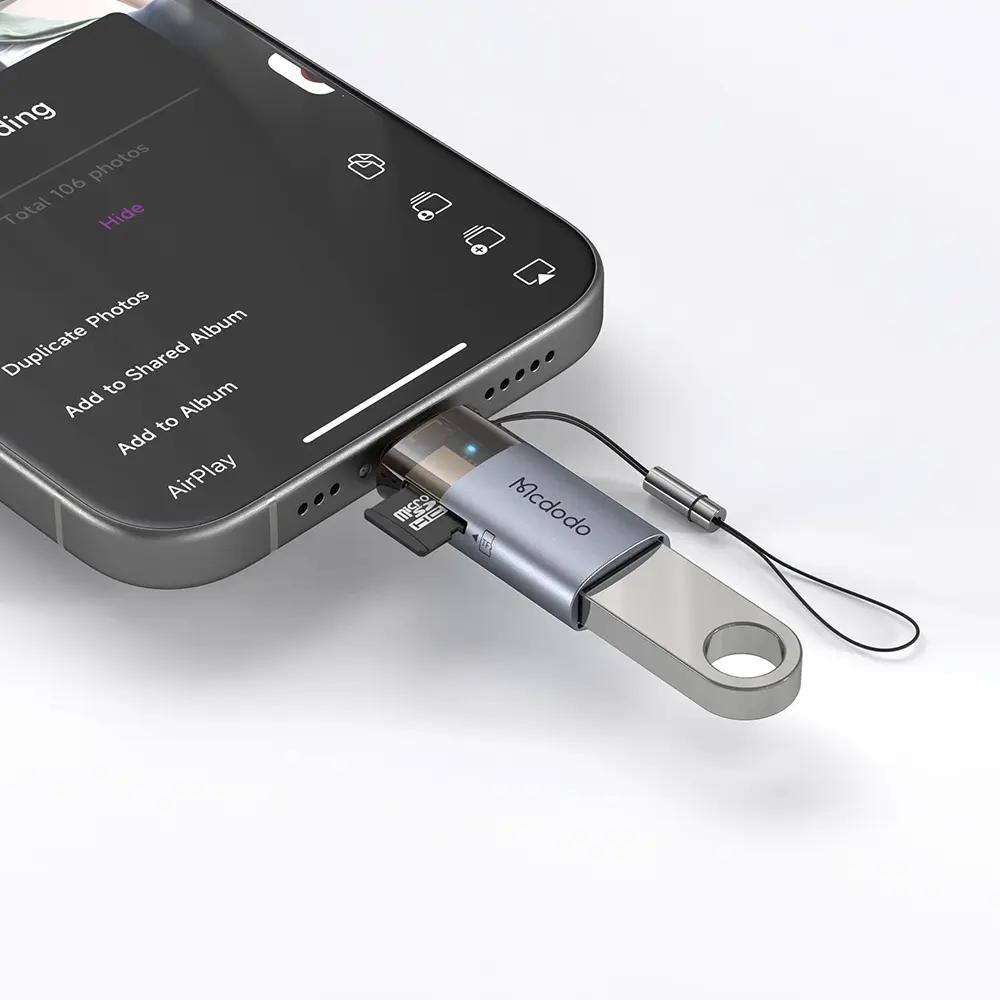 OT-7850 2'si 1 arada USB-A To Lightning+ SD kart aktarım Dönüştürücü