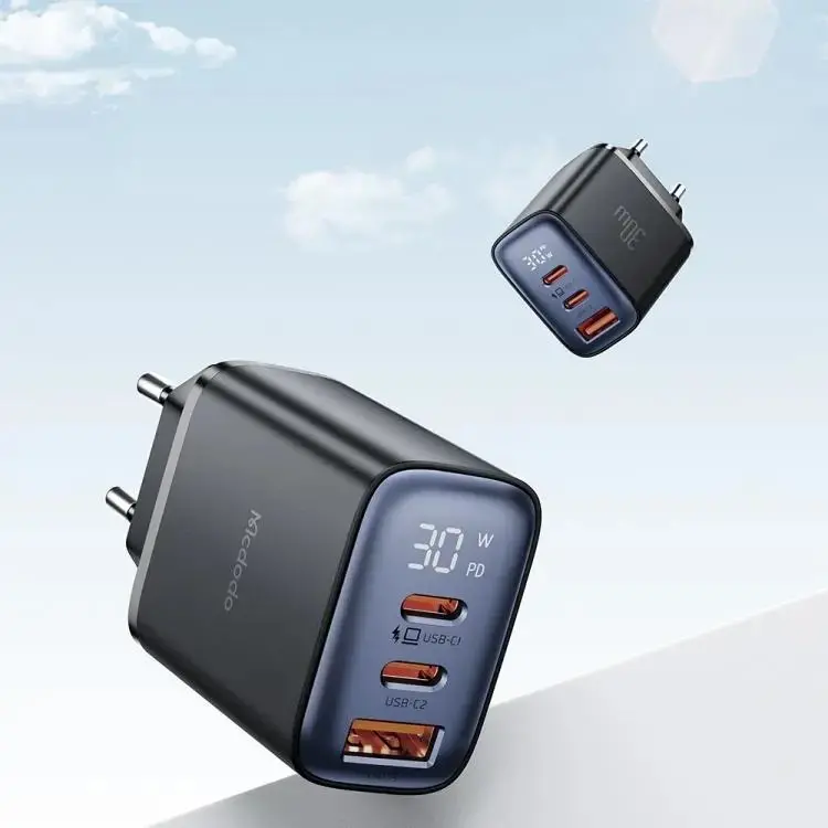MCDODO CH-2180 30W 2 TYPE-C 1 USB-A GİRİŞLİ DİGİTAL GÖSTERGELİ HIZLI ŞARJ ALETİ- SİYAH - Görsel 4