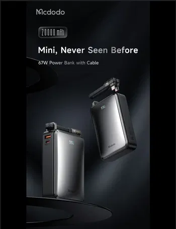 Mcdodo MC-4331 Black 20000 mAh 67W Ultra Mini Digital Display Power Bank Resim