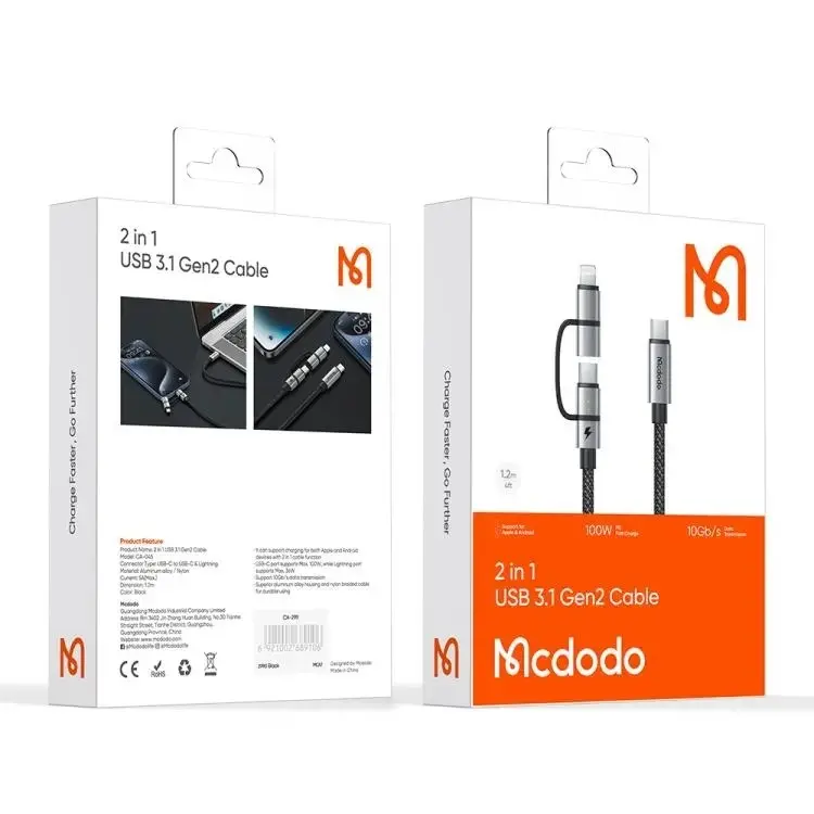 MCDODO CA-0450 LIGHTNING PD 36W - TYPE-C 100W DESTEKLİ2 Sİ BİR ARADA ŞARJ KABLOSU 1.2M - Görsel 10