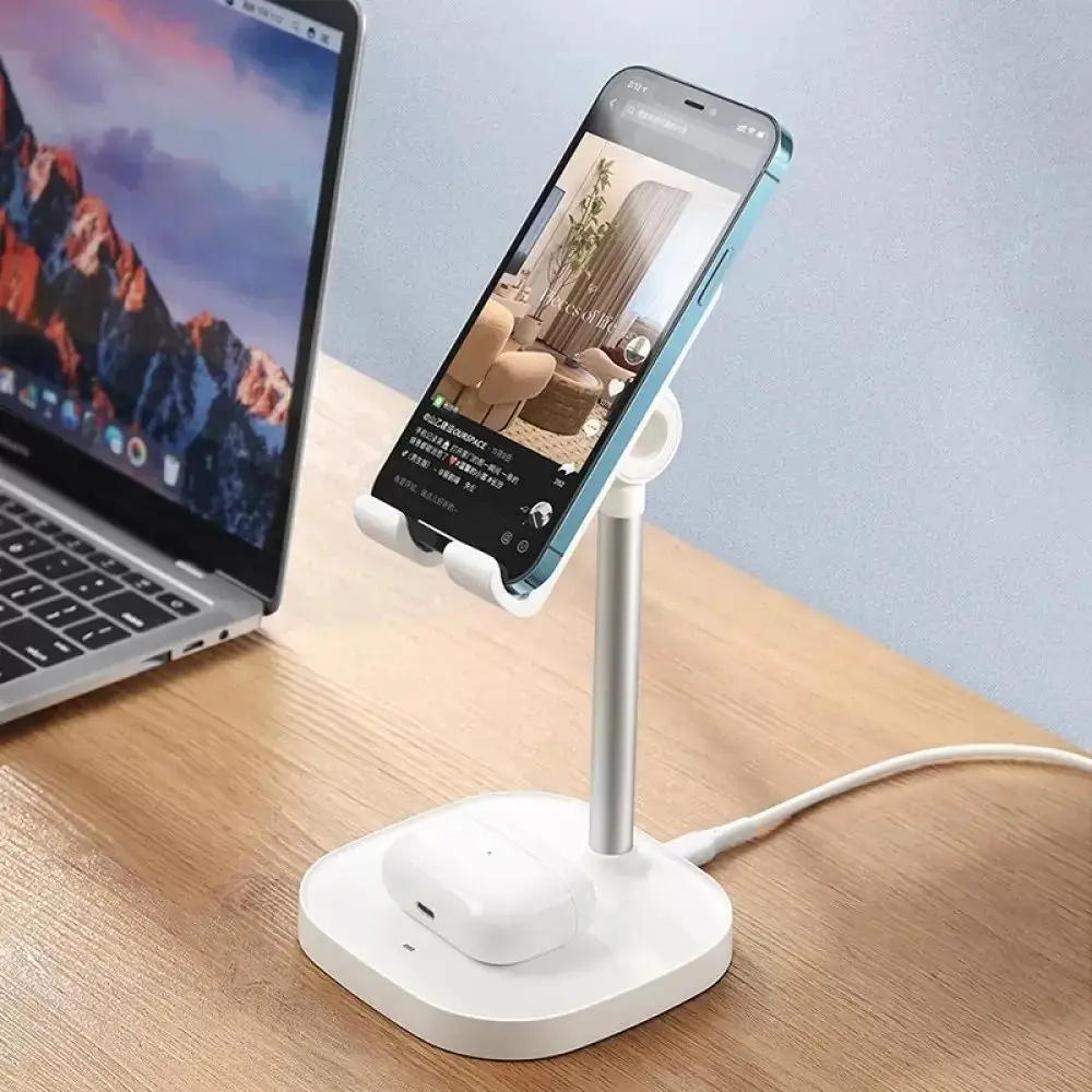 MCDODO CH-0530 2İN1 KABLOSUZ TELEFON VE KULAKLIK ŞARJ STANDI - BEYAZ - Görsel 5