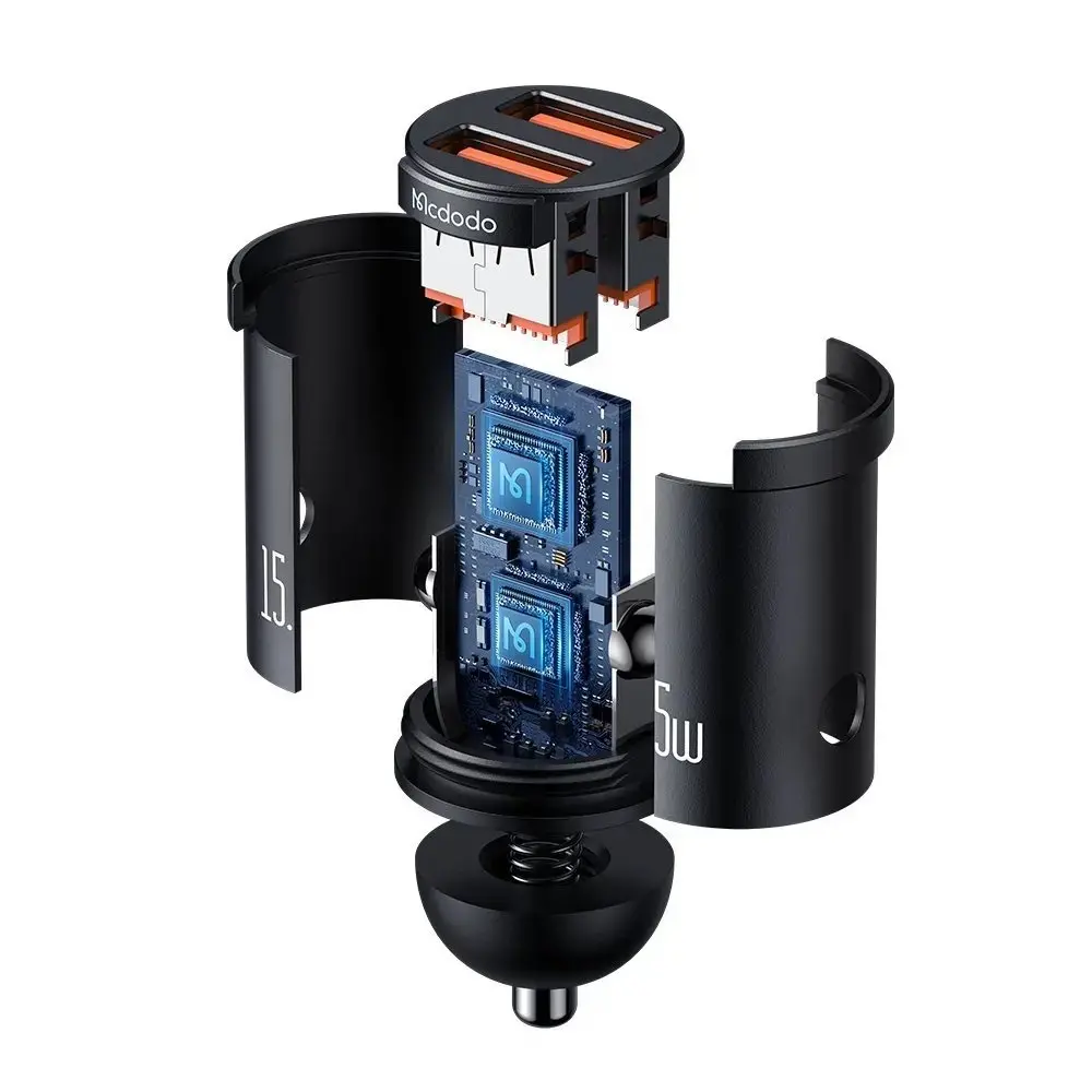MCDODO CC-2950 15.5W ÇİFT USB ARAÇ İÇİ ÇAKMAKLIK ŞARJ ALETİ - SİYAH - Görsel 4