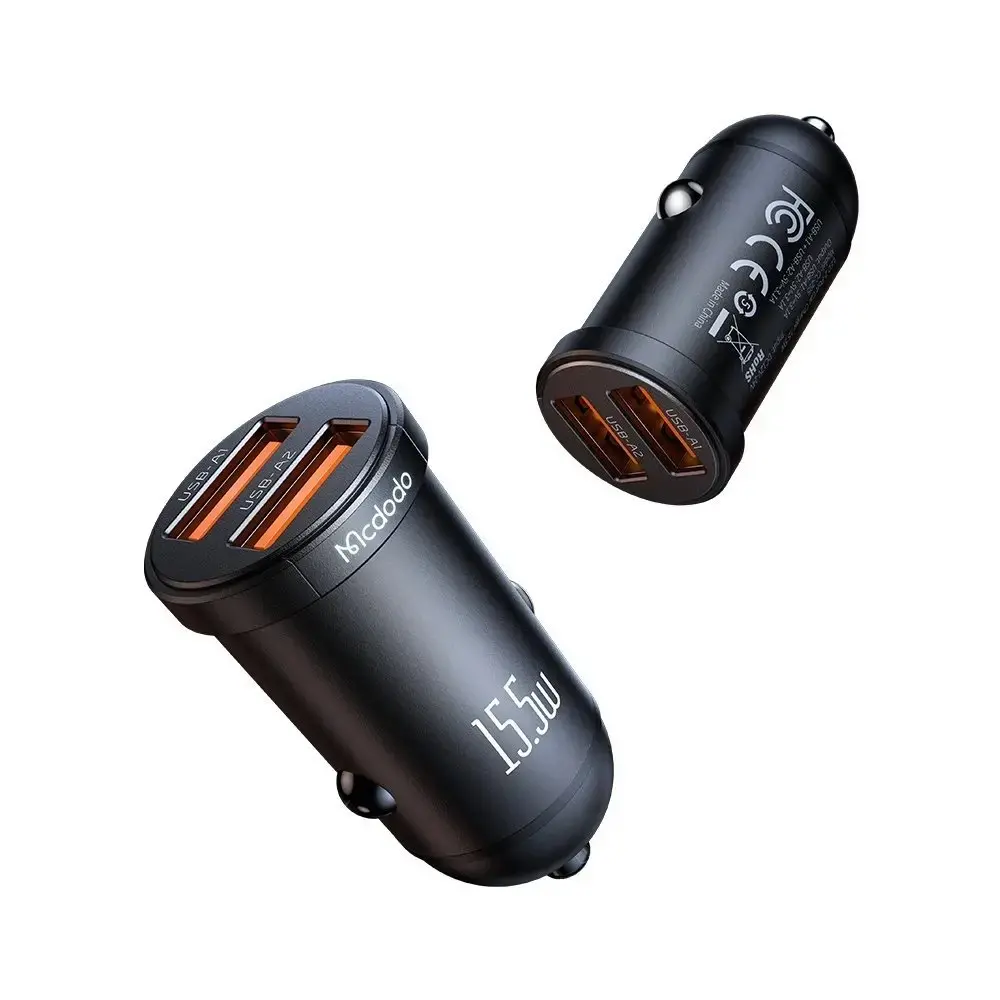 MCDODO CC-2950 15.5W ÇİFT USB ARAÇ İÇİ ÇAKMAKLIK ŞARJ ALETİ - SİYAH - Görsel 3