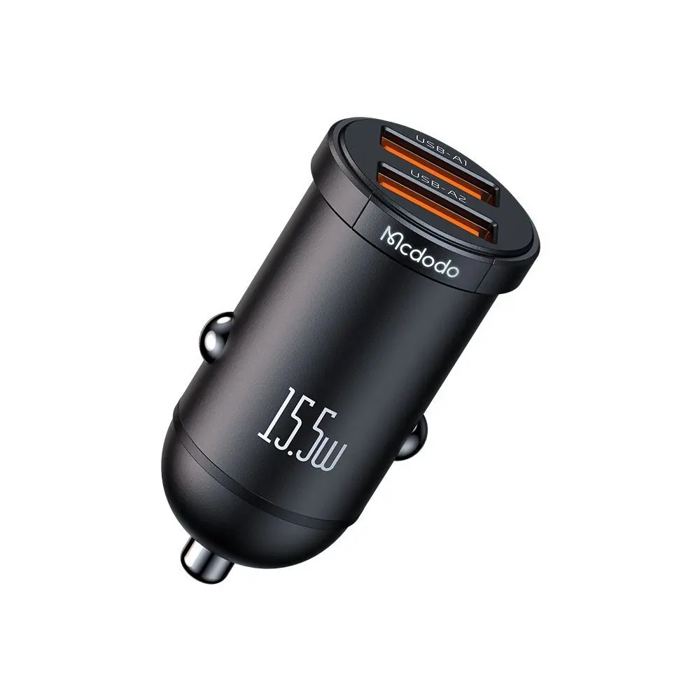 MCDODO CC-2950 15.5W ÇİFT USB ARAÇ İÇİ ÇAKMAKLIK ŞARJ ALETİ - SİYAH - Görsel 1