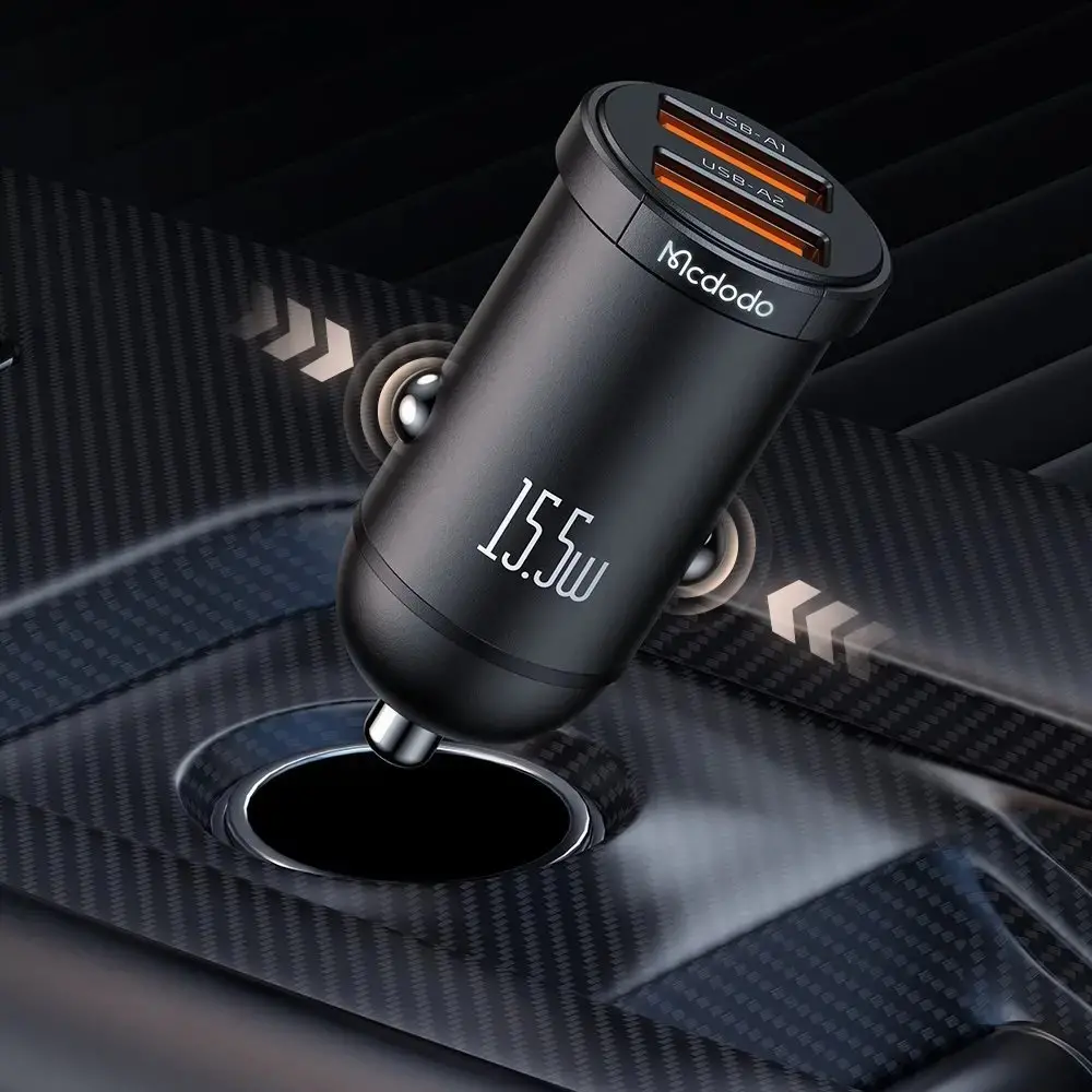 MCDODO CC-2950 15.5W ÇİFT USB ARAÇ İÇİ ÇAKMAKLIK ŞARJ ALETİ - SİYAH - Görsel 5