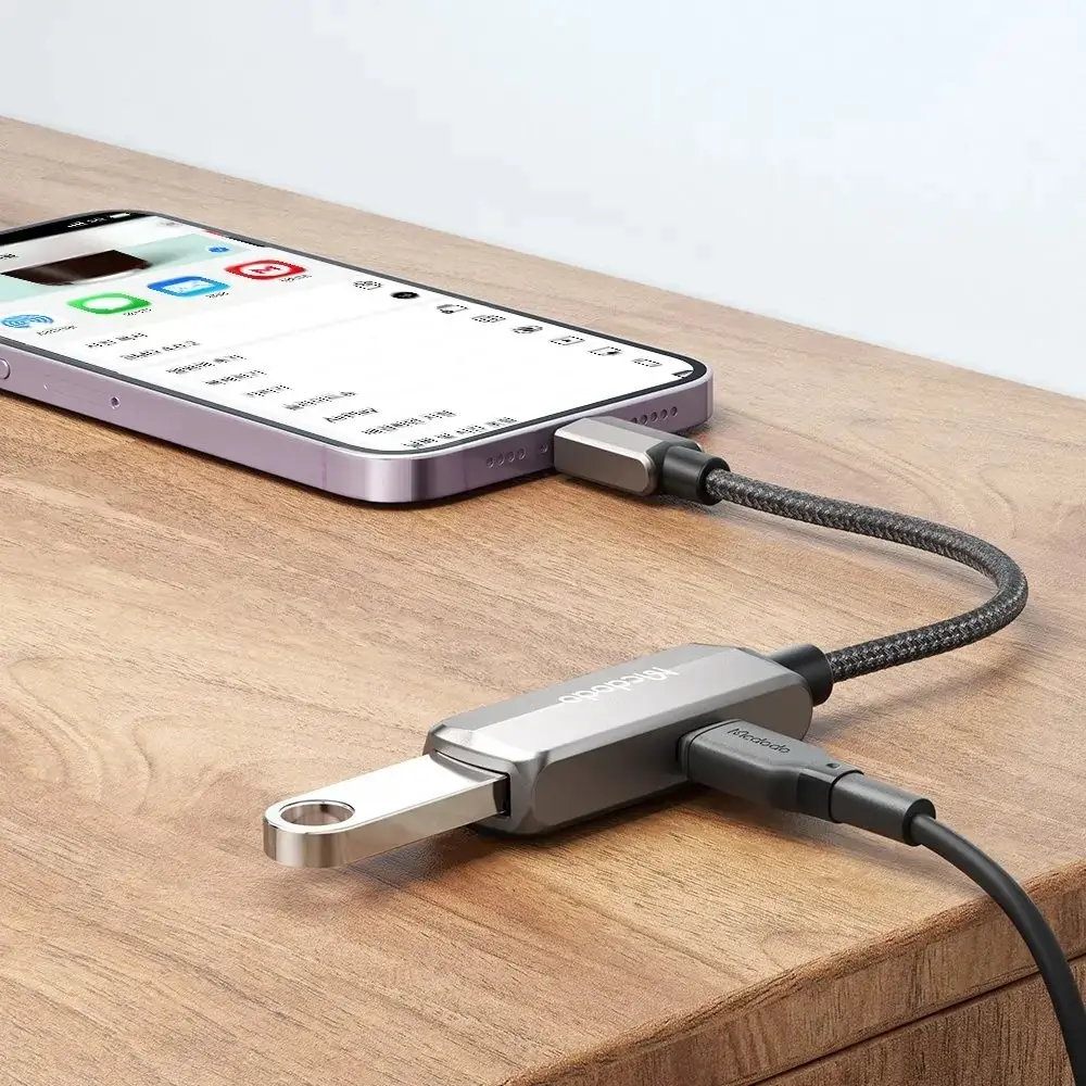 MCDODO CA-2690 2İN 1 LİGHTNİNG TO USB-A 3.0 + LİGHTNİNG ŞARJ DESTEĞİ VE VERİ AKTARIM CİHAZI - KOYU GRİ - Görsel 8