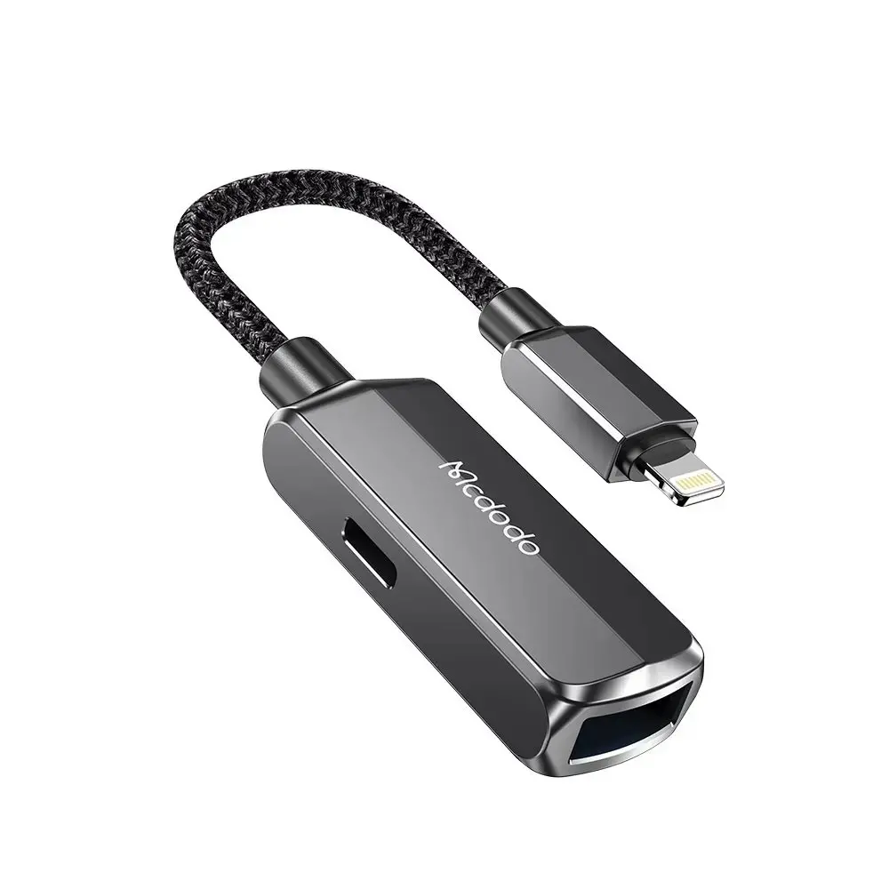 MCDODO CA-2690 2İN 1 LİGHTNİNG TO USB-A 3.0 + LİGHTNİNG ŞARJ DESTEĞİ VE VERİ AKTARIM CİHAZI - KOYU GRİ - Görsel 2