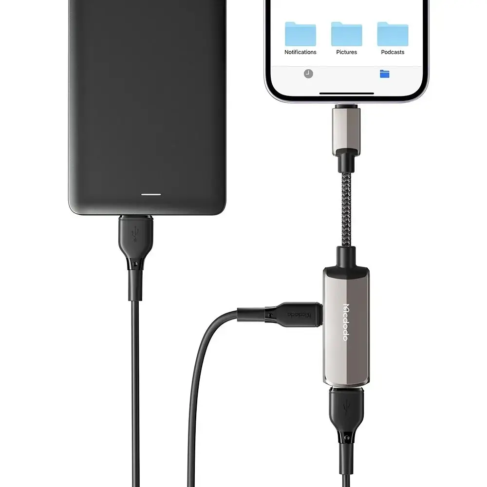 MCDODO CA-2690 2İN 1 LİGHTNİNG TO USB-A 3.0 + LİGHTNİNG ŞARJ DESTEĞİ VE VERİ AKTARIM CİHAZI - KOYU GRİ - Görsel 4