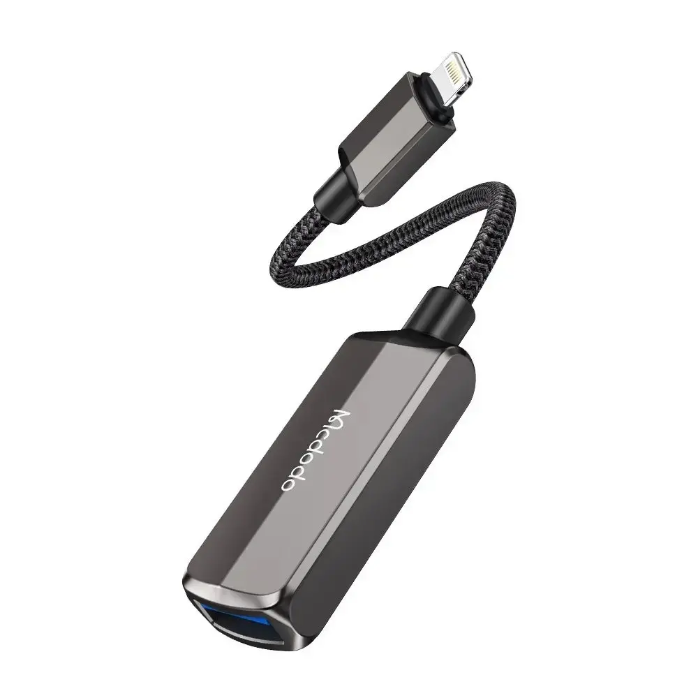 MCDODO CA-2690 2İN 1 LİGHTNİNG TO USB-A 3.0 + LİGHTNİNG ŞARJ DESTEĞİ VE VERİ AKTARIM CİHAZI - KOYU GRİ - Görsel 3