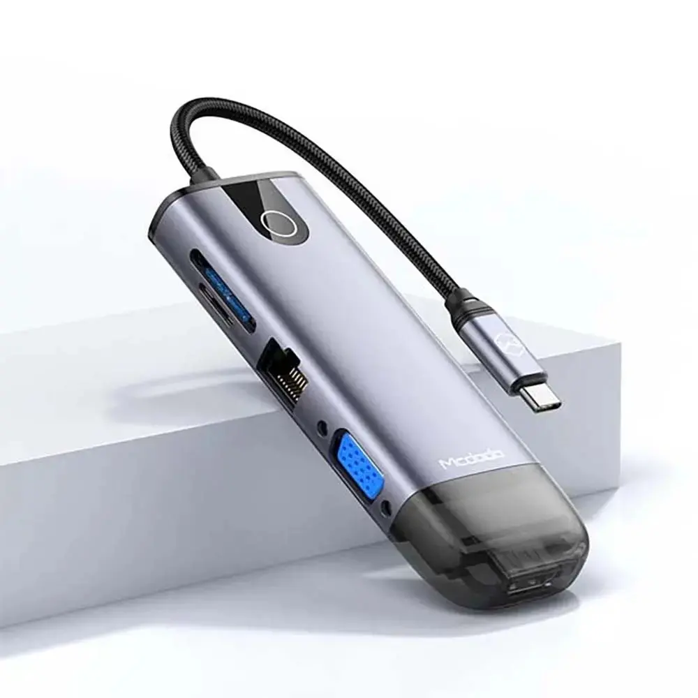 MCDODO HU-7420 10İN1 TYPE-C GİGABİT LAN + HDMI + MACBOOK + VGA ÇOKLAYICI ADAPTÖR - GRİ - Görsel 2