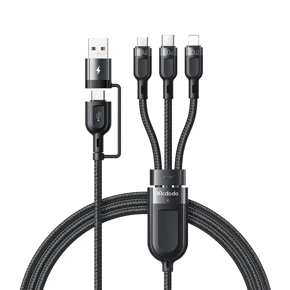 MCDODO CA-8800 2 İN 3 100W USB-A/C - LİGHTNİNG+MİCRO+TYPE-C SÜPER HIZLI ŞARJ VE VERİ KABLOSU 1.2 M - Görsel 2