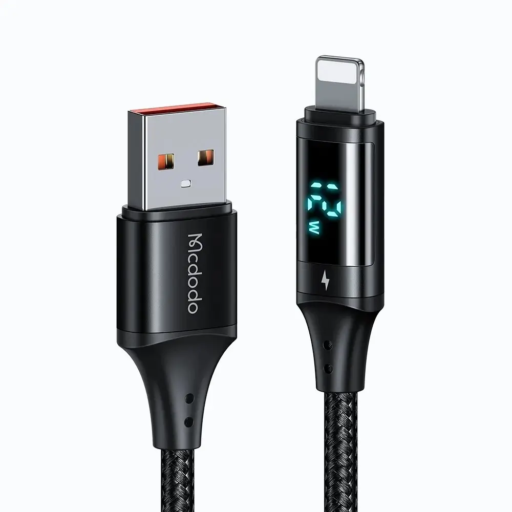 MCDODO CA-1060 DİJİTAL EKRANLI USB-A TO LİGHTNİNG HIZLI DATA-ŞARJ KABLOSU 3A 1.2M - Görsel 2