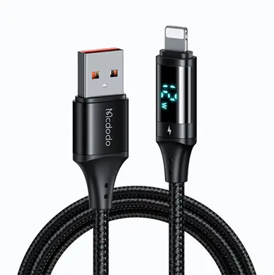 MCDODO CA-1060 DİJİTAL EKRANLI USB-A TO LİGHTNİNG HIZLI DATA-ŞARJ KABLOSU 3A 1.2M - Görsel 1