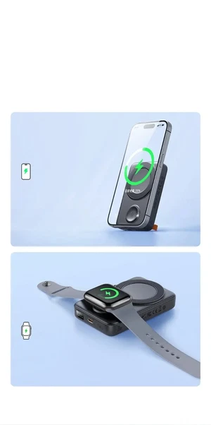 Mcdodo MC-1461 2'si 1 Arada 10000mAh iPhone ve Apple Watch Manyetik Kablosuz Powerbank - Görsel 4