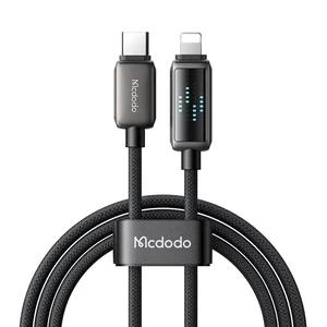 Mcdodo CA-2630 36w Type-c To Lıghtning Şarj Hız Göstergeli Şarj Ve Data Kablosu- 1.2m Siyah - Görsel 1