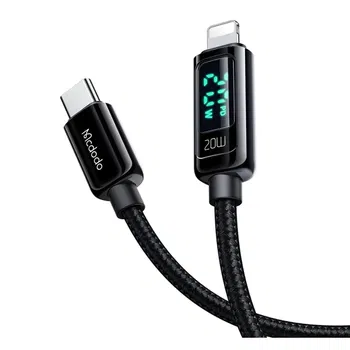 MCDODO CA-8810 20W Pd Dijital Ekranlı Type-C To Lightning Data-Şarj Kablosu 3A 1.2M –Siyah Resim