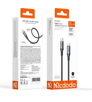 Mcdodo CA-2040 Type-c Type-c 100W PD Hızlı  E-Marker Çipli Örgü Poweroff Kablo 1.2m Siyah - Görsel 7