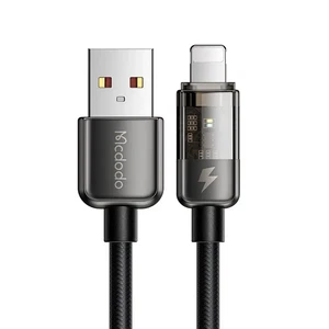 Mcdodo CA-3140 Usb-A To Lightning Led Işıklı Power Off 3a Hızlı Data/şarj Kablosu 1.2m - Siyah - Görsel 1