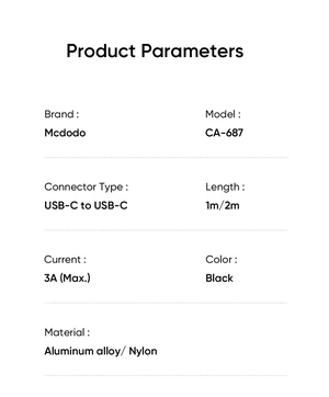 Mcdodo CA-6870 Type-c Type-c 60W PD Hızlı Şarj  E-Marker Çipli Easy Series Örgü Kablo Siyah 1.2m - Görsel 3