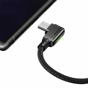 Mcdodo L Tipi Micro USB LED Işıklı Şarj ve Data Kablosu 3A 1.8M Siyah - Görsel 3