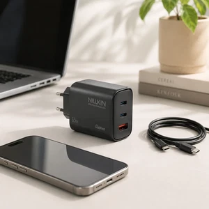 Nillkin NL-65W 65W GaN 2xType-C + USB-A Hızlı Şarj Adaptörü Siyah - Görsel 5