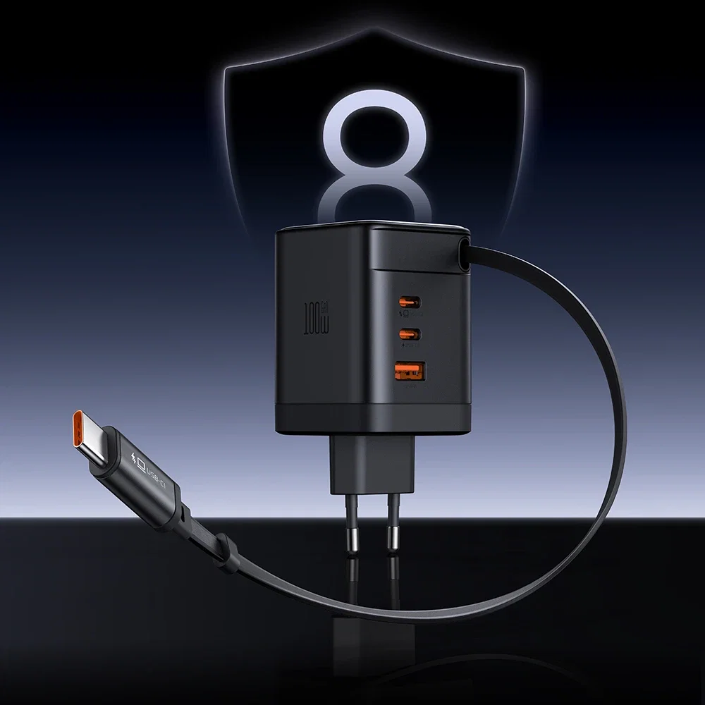 Mcdodo CH-8470 FreeGo 100W Geri Çekilebilir Kablolu 3C1A GaN Şarj Adaptörü - Görsel 6