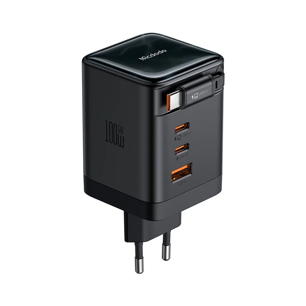 Mcdodo CH-8470 FreeGo 100W Geri Çekilebilir Kablolu 3C1A GaN Şarj Adaptörü - Görsel 1