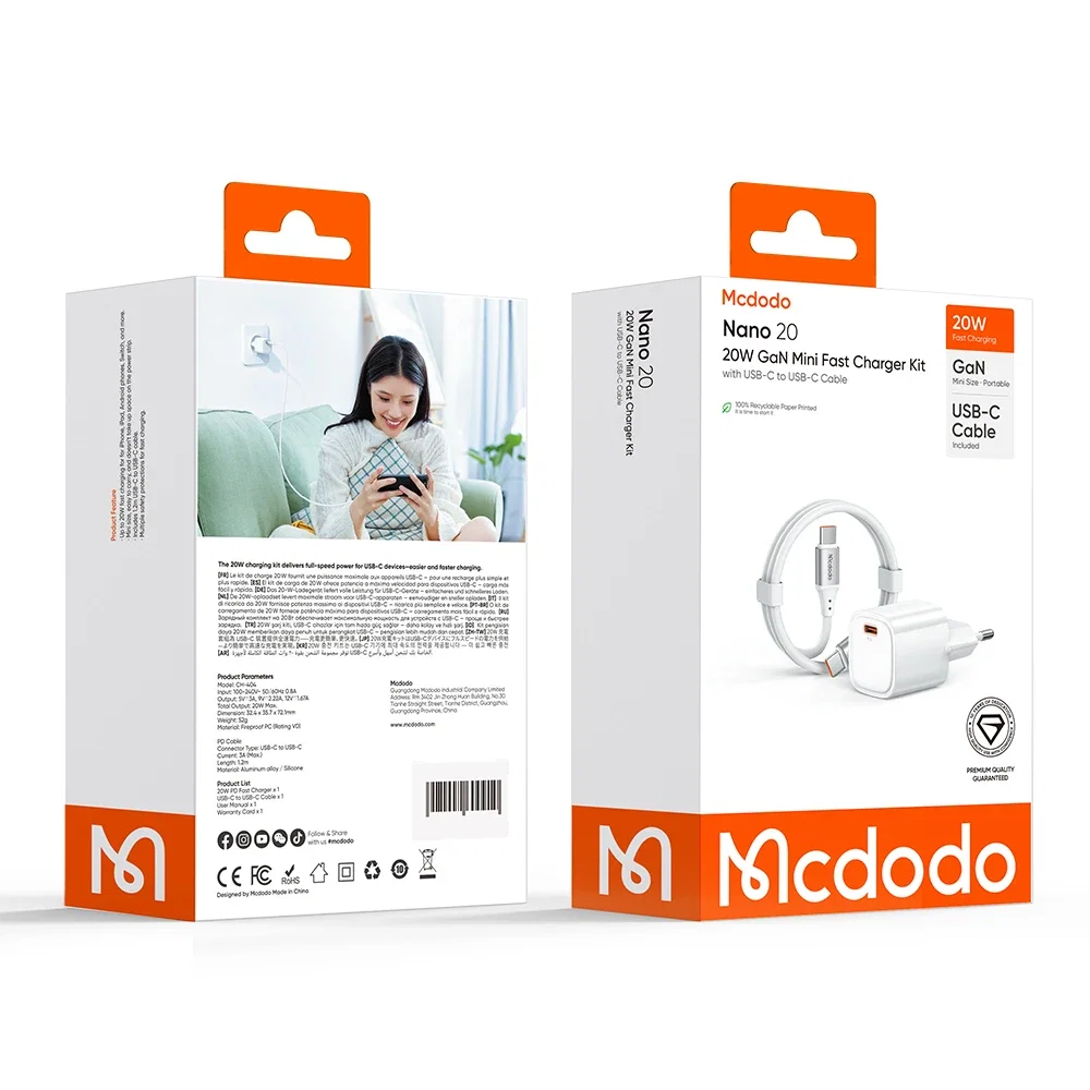 Mcdodo CH-4048 20W GaN PD Şarj Adaptörü ve Type-c Kablo - Görsel 2